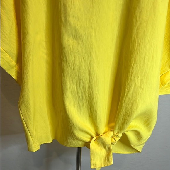Marc New York Yellow Tie Front Blouse with Cuffed Sleeves - Picture 6 of 8